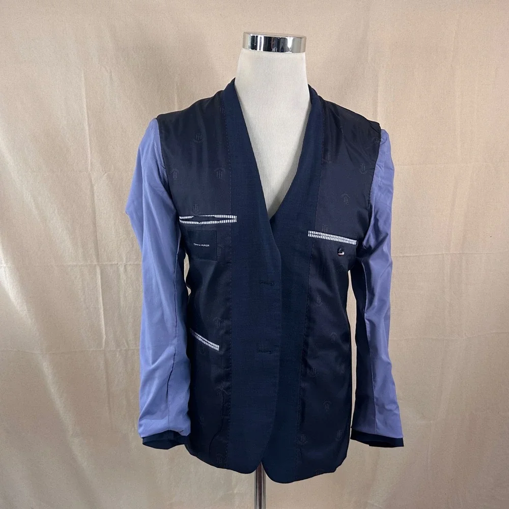 Tommy Hilfiger 38R Sport Coat Wool Blend Blue Two Button Lined Double Vented